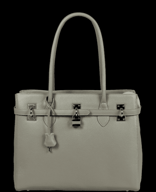 Středně velké kožené kabelky do ruky Azra Grande Grigia Chiaro