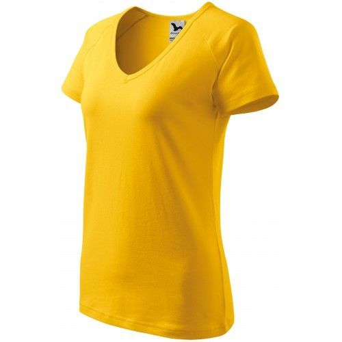 Dámské triko zúženě, raglánový rukáv, žlutá, XS