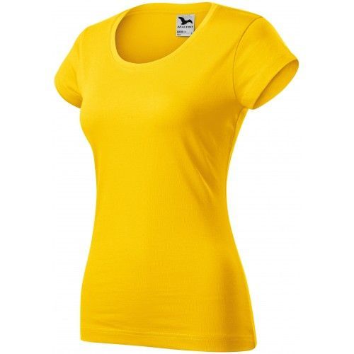 Dámské triko zúžené s kulatým výstřihem, žlutá, XS