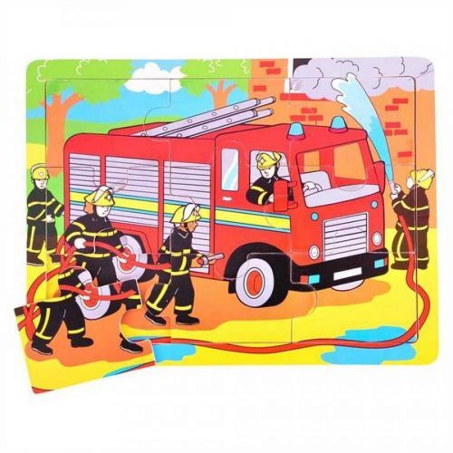Bigjigs Toys Dřevěné puzzle hasiči 9 dílků