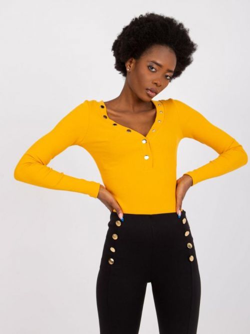 SVĚTLE ORANŽOVÝ TRIČKO TRACY S OZDOBNÝM VÝSTŘIHEM RV-BZ-7439.18-LIGHT ORANGE Velikost: S