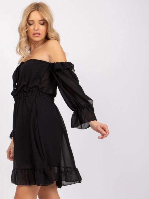 ČERNÉ ŠIFONOVÉ ŠATY MONACO S VÝSTŘIHEM 