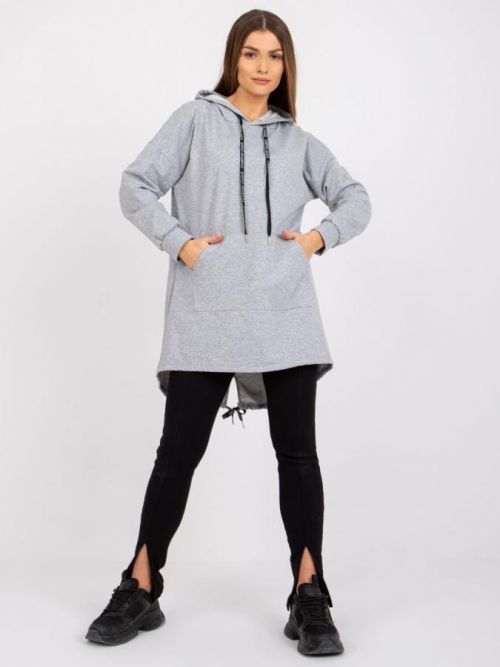 ŠEDÁ DELŠÍ MIKINA SOPHIE S POTISKEM NA ZÁDECH DHJ-BL-20136.37-GREY Velikost: ONE SIZE