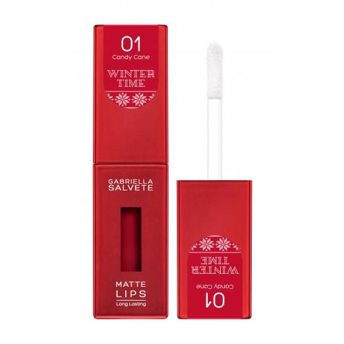 Gabriella Salvete Winter Time Matte Lips 4,5 ml vysoce pigmentovaná tekutá rtěnka pro ženy 01 Candy Cane