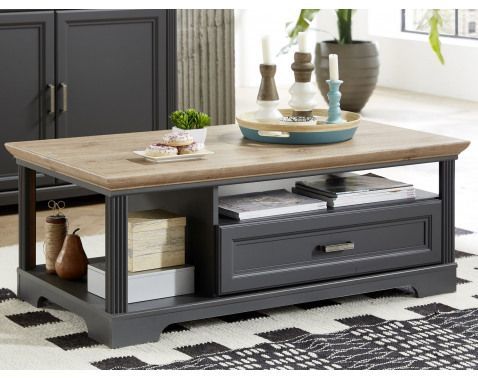 Konferenční stolek se zásuvkou Jasmin, grafit/dub