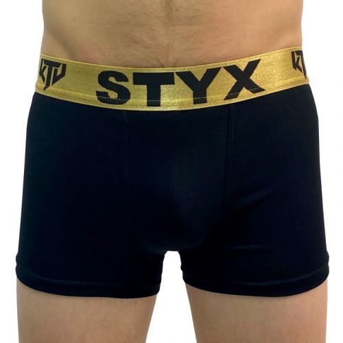 Pánské boxerky Styx / KTV sportovní guma černé - zlatá guma (GTZ960) XL