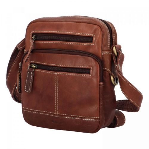Pánská kožená crossbody taštička Boni, hnědá 14