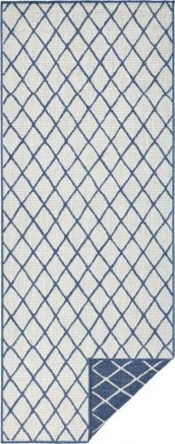 Modro-krémový venkovní koberec NORTHRUGS Malaga, 80 x 350 cm