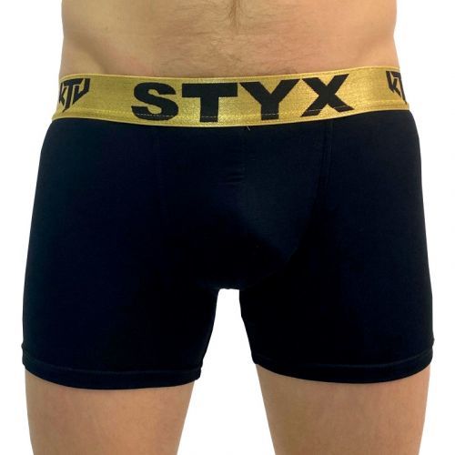 Pánské boxerky Styx / KTV long sportovní guma černé - zlatá guma (UTZ960) XL, trenky / trenýrky