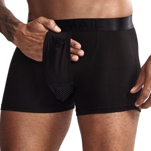 JOCKMAIL Pohodlné boxerky se speciální duální kapsou a větráním Barva: Černá, Velikost: XL