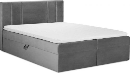 Světle šedá sametová dvoulůžková postel Mazzini Beds Afra, 200 x 200 cm
