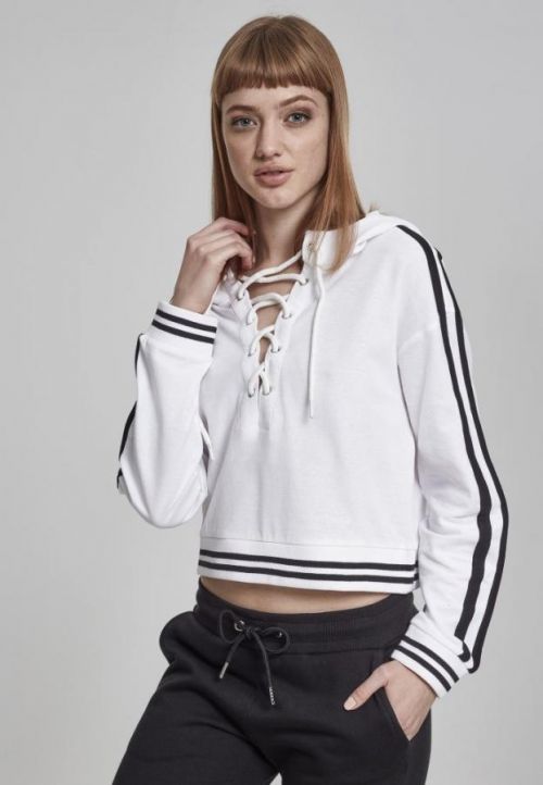 Ladies Short Lace Up Hoody black/white L