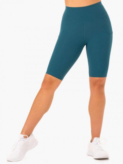 Dámské biker šortky s kapsami Reset High Waisted Teal XS - Ryderwear