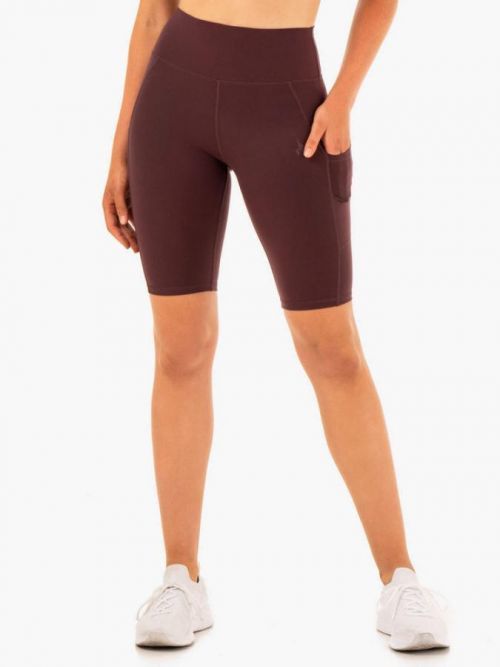 Dámské biker šortky s kapsami Reset High Waisted Chocolate XS - Ryderwear