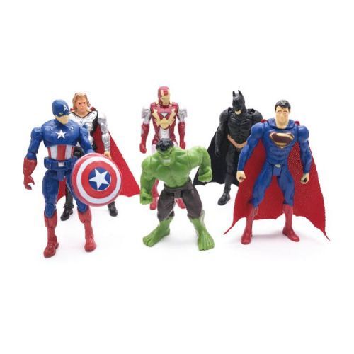 Figurky Avengers, 6 ks, Iron man, Superman, Kapitán America, Hulk, Batman a Thor