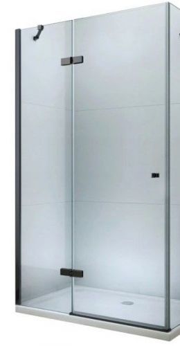 MEXEN ROMA křídlové dveře 100x190 cm 6mm, černé, transparent se stěnovým profilem 854-100-000-70-00