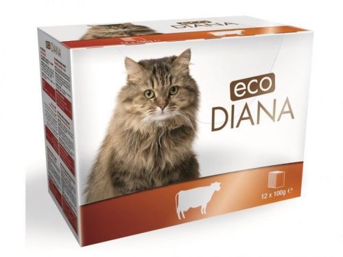 Eco Diana Cat  -  kapsičky s hovězím v omáčce  12 x 100g - Eco Diana Cat - kapsičky s hovězím v omáčce  12 x 100g
