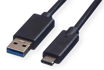Roline GREEN USB SuperSpeed 5Gbps kabel USB3.0 A(M) - USB C(M), TPE, černý, 1m