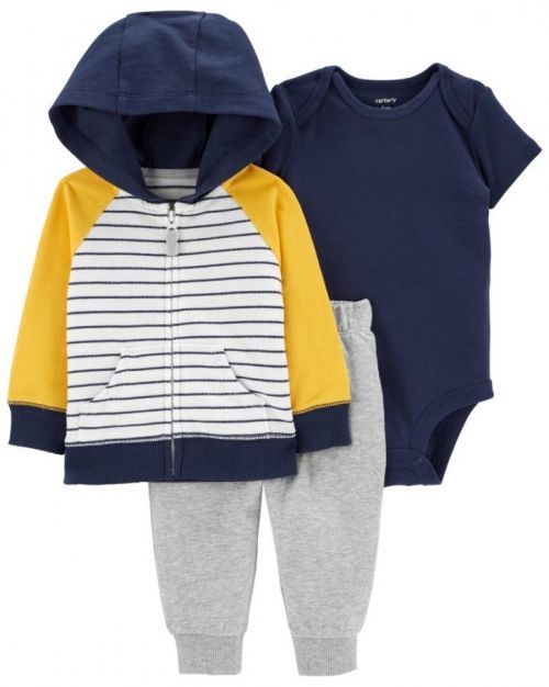 CARTER'S Set 3dílný mikina, tepláky, body kr. rukáv YellowNavy chlapec 6m