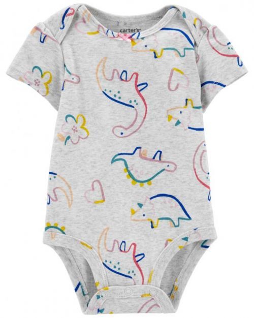 CARTER'S Body krátký rukáv Grey Dino holka NB/ vel. S 56