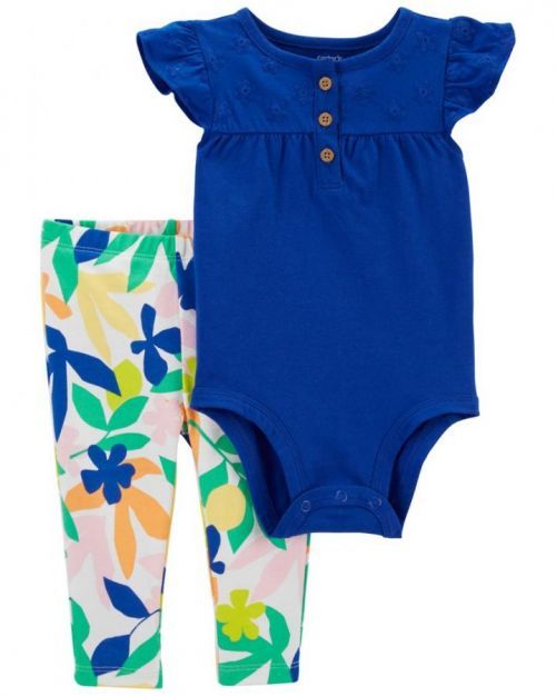 CARTER'S Set 2dílný legíny, body kr. rukáv Cobalt Floral dívka 3m