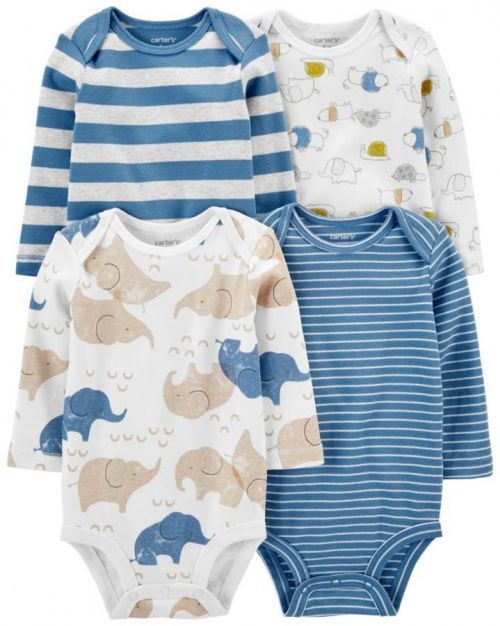 CARTER'S Body dlouhý rukáv Blue Animals chlapec 4ks NB/ vel. 56