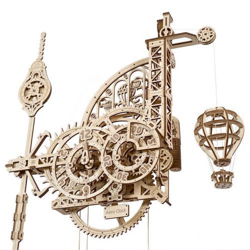 Ugears  3D dřevěné mechanické puzzle Nástěnné hodiny Aero