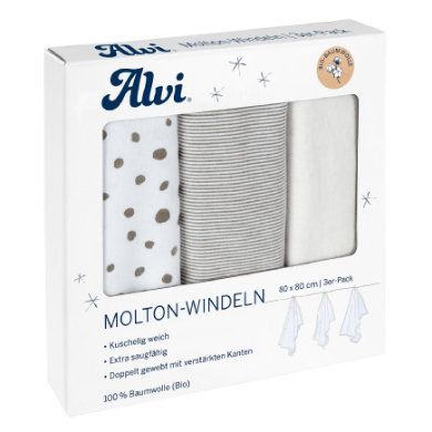 Alvi ® Plenky Molton 3-pack Aqua Dot 80 x 80 cm