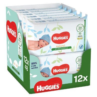 Huggies Dětské vlhčené ubrousky Natural 12 x 48 ubrousků