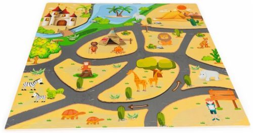 ECO TOYS ECO TOYS Dětské pěnové puzzle 93,5x93,5cm, hrací deka, podložka na zem Safari, 9 dílů