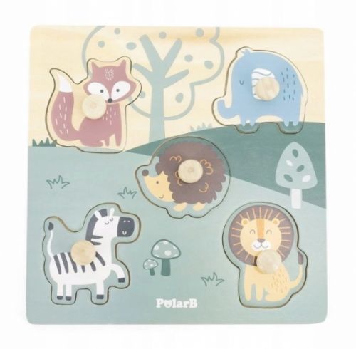 Viga Viga Edukační dřevěná vkládačka/puzzle s úchyty Zvířátka