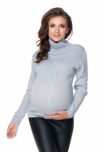 Be MaaMaa Be MaaMaa Těhotenský svetr s rolákem - šedý