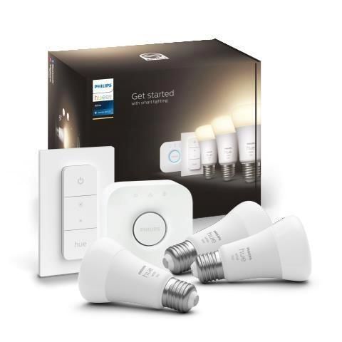 Hue Bluetooth LED White set 3ks žárovek Philips plus Hue Bridge můstek plus dálkový ovladač Hue Switch 8719514289130 E27 A60 9,5W 1055lm 2700K stmívatelné