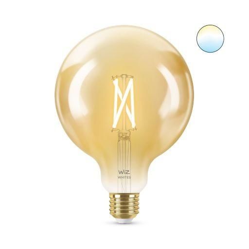 LED Žárovka WiZ Tunable White Filament Amber 8718699786816 E27 G125 6,7-50W 640lm 2000-5000K, stmívatelná Studená bílá