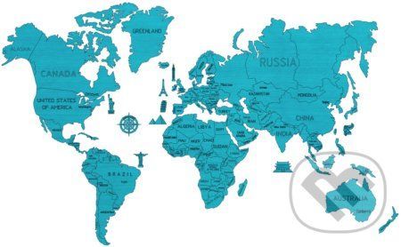Mapa Sveta XL – modrá - WOODENCITY