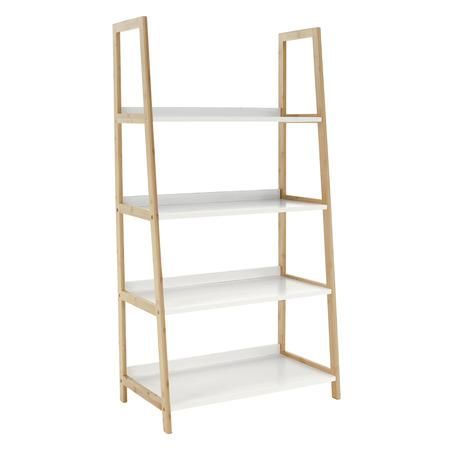 Kondela 4-policový regál, bílá / přírodní, KOEN TYP 2