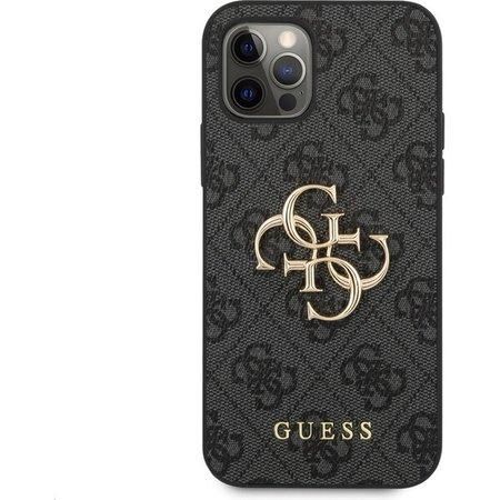 Guess PU 4G Metal Logo kryt iPhone 12/12 Pro šedý