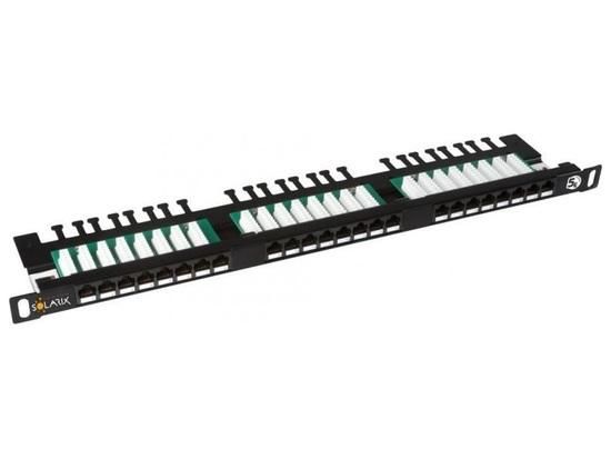 SOLARIX SX24HD-5E-UTP-BK 19 Patch Panel UTP CAT5E 24xRJ45 cable mang. black with 0.5 U, SX24HD-5E-UTP-BK