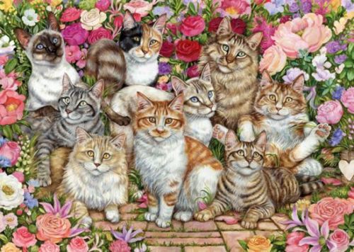 FALCON Puzzle Kočky mezi květy 1000 dílků
