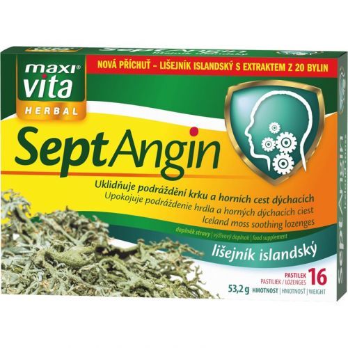 Maxi Vita Herbal SeptAngin islandský lišejník pastilky pro podporu normální funkce dýchacího ústrojí 16 ks