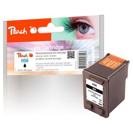 Inkoustová náplň Peach HP C6656A, No. 56, 23 ml kompatibilní - černá,