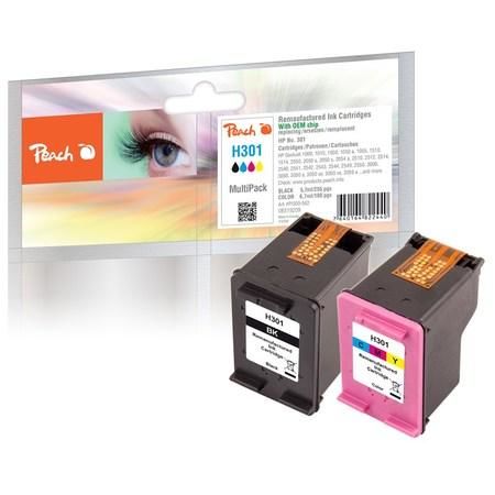 Inkoustová náplň Peach HP PI300-562, No. 301, MultiPack, 1x5,7, 1x6,7 ml kompatibilní černá/CMY,