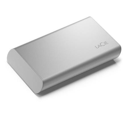 LACIE Portable SSD USB-C 1TB external portable SSD inc rescue service Moon Silver, STKS1000400