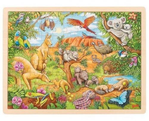 GOKI Dřevěné puzzle Australská zvířata 96 dílků