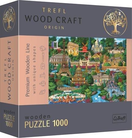 TREFL Wood Craft Origin puzzle Slavná místa Francie 1000 dílků