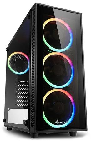 Sharkoon skříň TG4 RGB  / Middle Tower / 2x USB3.0 / průhledná bočnice / RGB LED / černá, 4044951026685