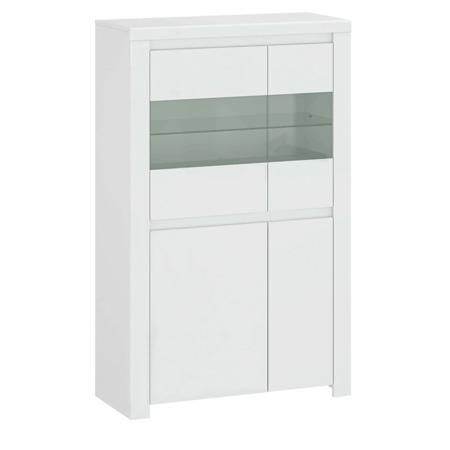 Kondela Vitrína 2D2W, bílý lesk, LINDY