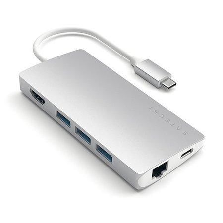 Satechi USB-C Multiport adaptér 4K 8ports V2 - Silver Aluminium, ST-TCMA2S
