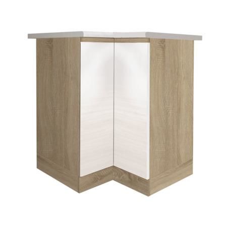Kondela Dolní skříňka DR L, vysoký bílý lesk/dub sonoma, LINE
