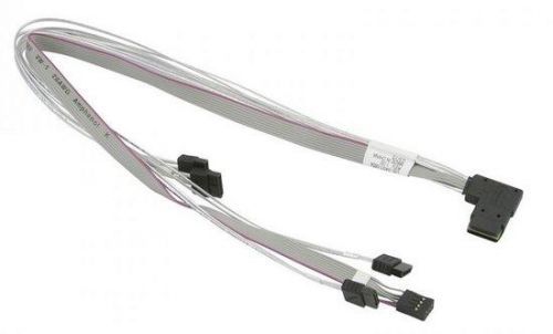 Supermicro Internal Right Angle MiniSAS SFF-8087 to 4 SATA 52/42/41/51cm with Sideband 52cm Cable (CBL-SAST-0654) , CBL-SAST-0654
